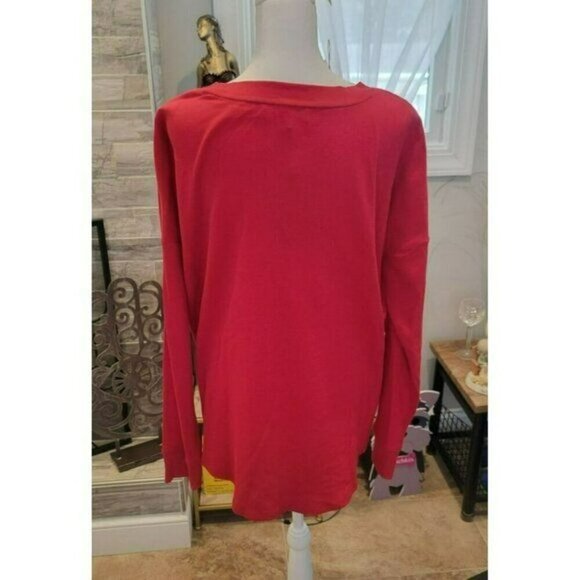 Michael Michael Kors Women's Rhinestone-Logo Waffle-Knit Top - Crimson, NWT SZ L - Picture 2 of 6